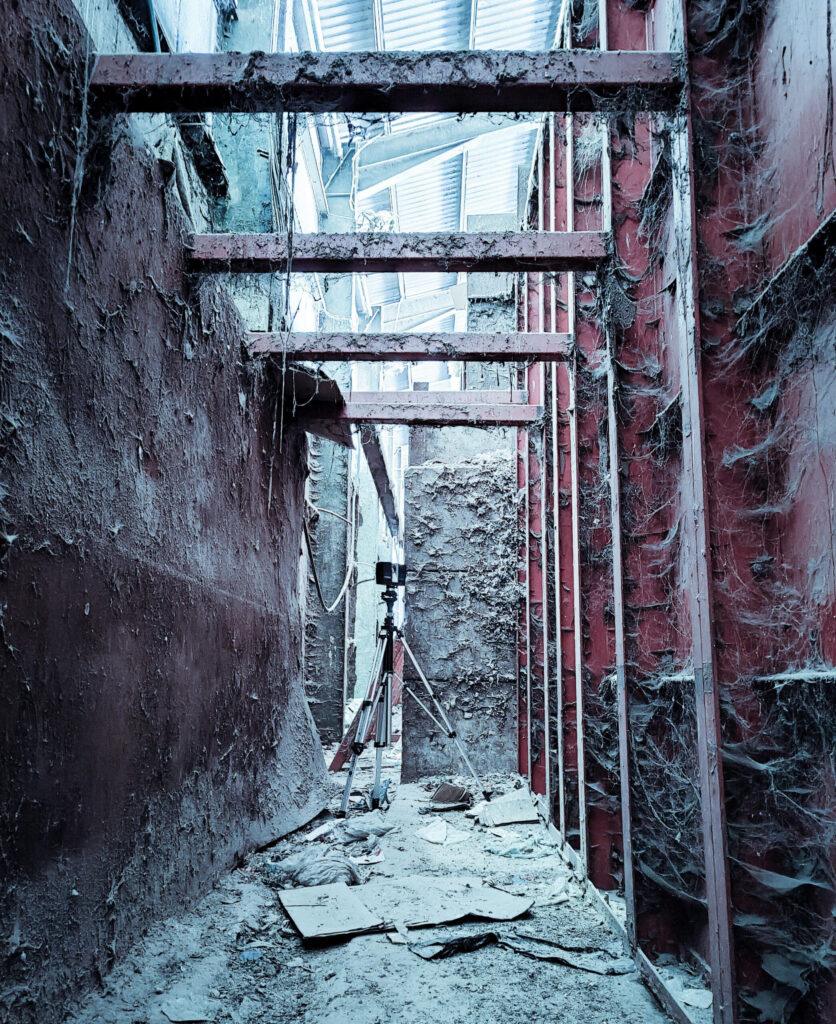 3D-Laserscanning einer Recyclinganlage mit Stahlkonstruktion