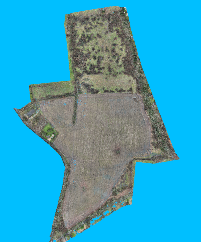 Orthofoto einer landwirtschaftlichen Fläche aus der Drohnenbefliegung