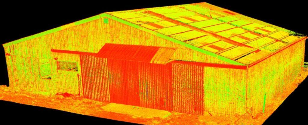 Punktwolke einer Halle aus dem 3D-Laserscanning
